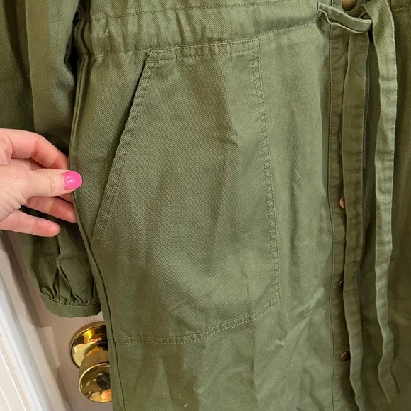 LOFT Olive Green Long Sleeve Utility Dress - Tall - Picture 5 of 11